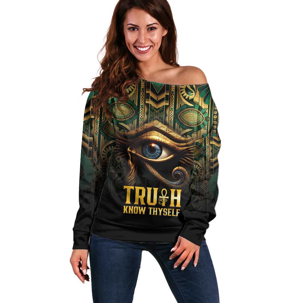 Egypt Eye of Horus Off Shoulder Sweater Truth Know Thyself