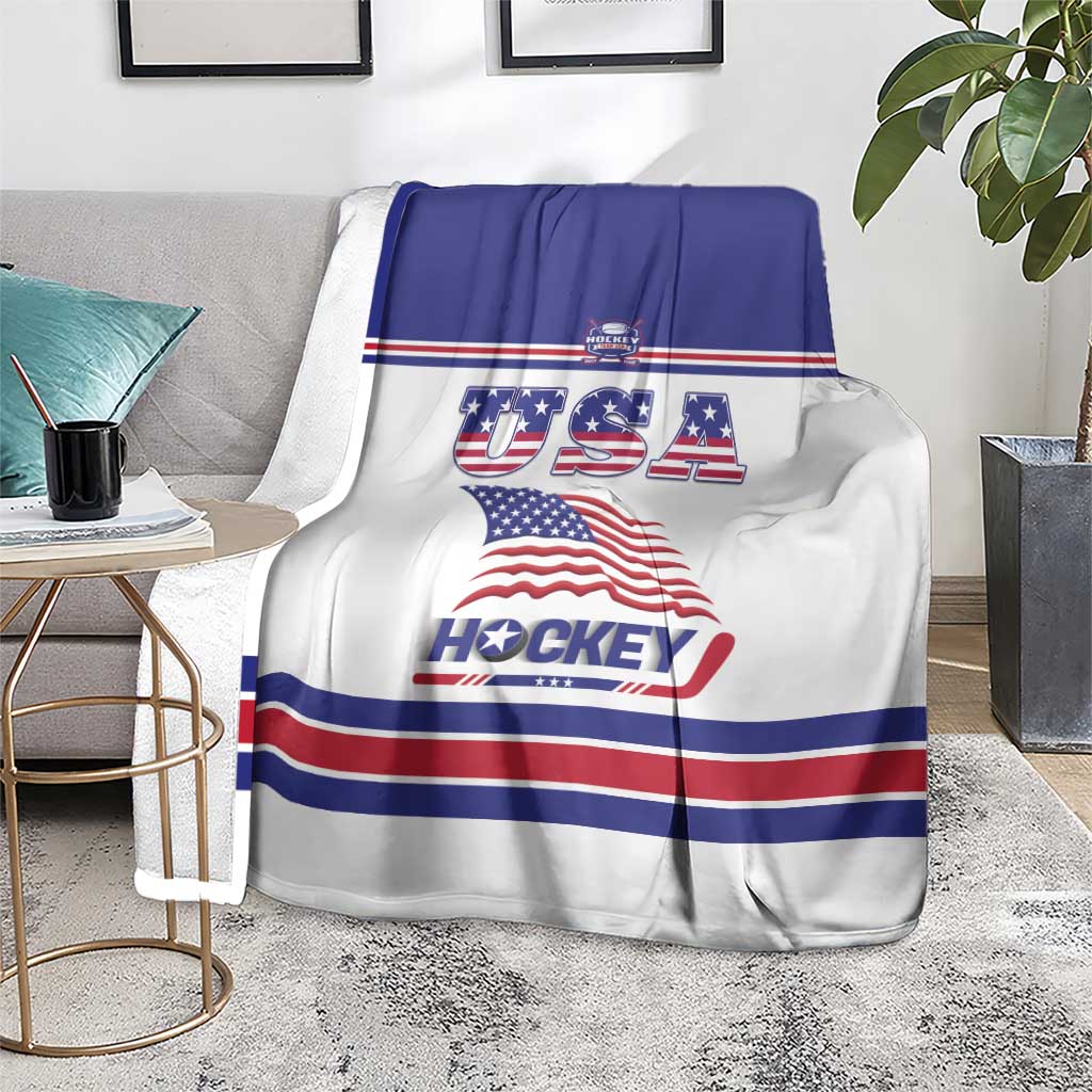 USA Ice Hockey Blanket Old Glory On Ice