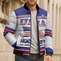 Custom USA Ice Hockey Bomber Puffer Jacket Old Glory On Ice
