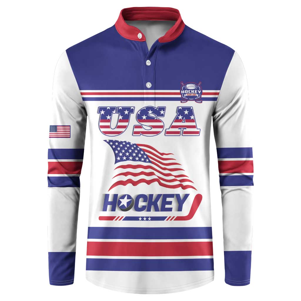 Custom USA Ice Hockey Button Sweatshirt Old Glory On Ice