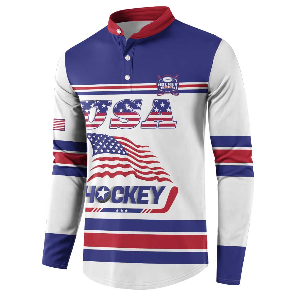 Custom USA Ice Hockey Button Sweatshirt Old Glory On Ice