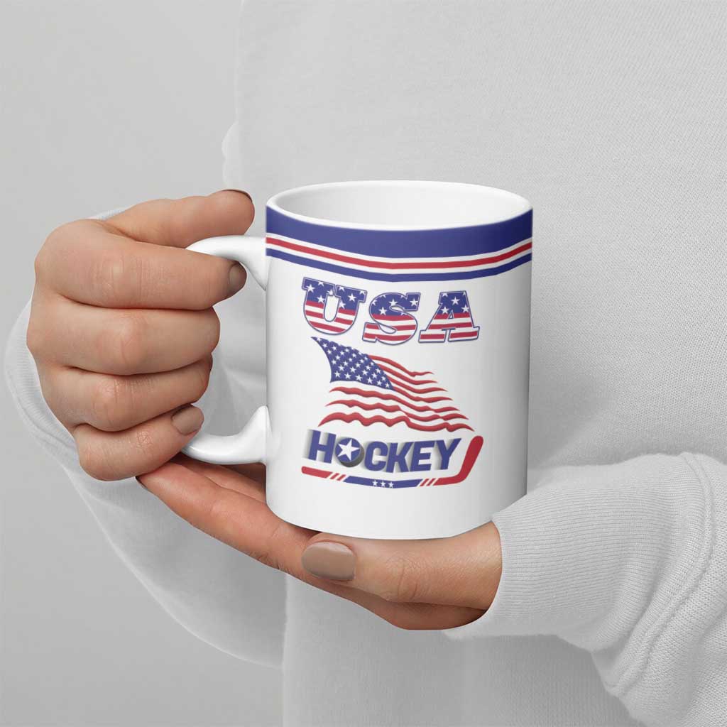 Custom USA Ice Hockey Ceramic Mug Old Glory On Ice