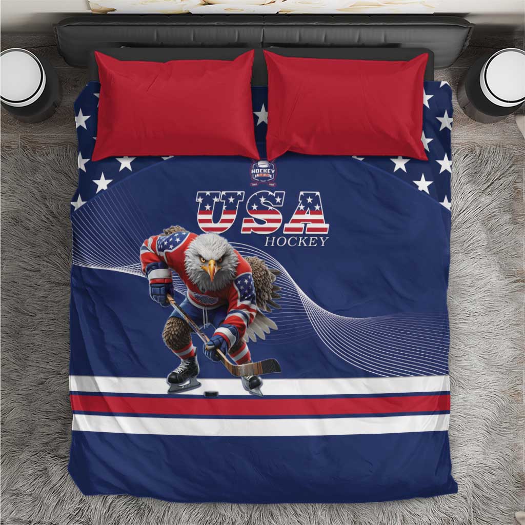 USA Ice Hockey Bedding Set Eagle Mascot