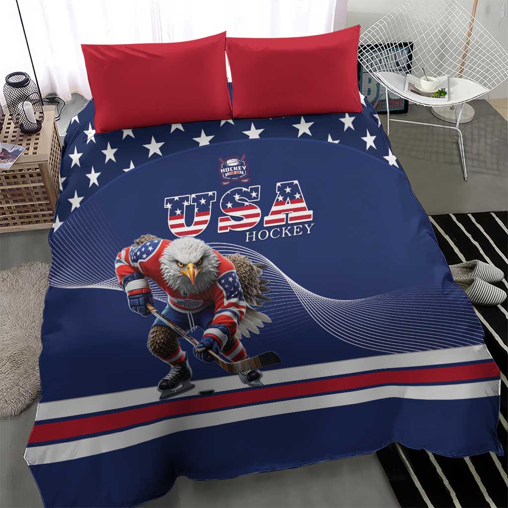 USA Ice Hockey Bedding Set Eagle Mascot