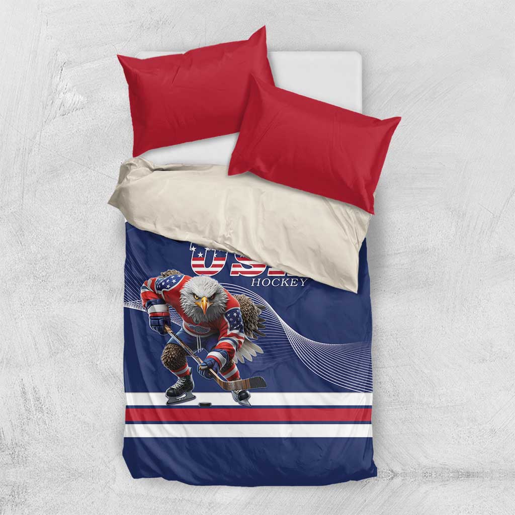 USA Ice Hockey Bedding Set Eagle Mascot