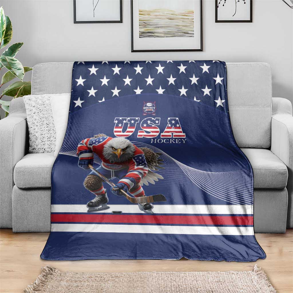 USA Ice Hockey Blanket Eagle Mascot