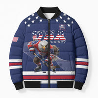 Custom USA Ice Hockey Bomber Puffer Jacket Eagle Mascot