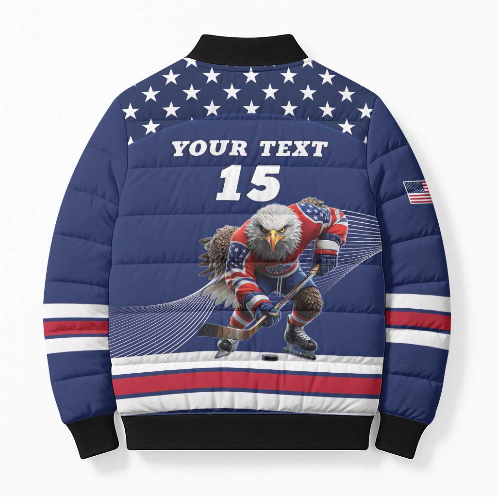 Custom USA Ice Hockey Bomber Puffer Jacket Eagle Mascot