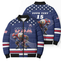 Custom USA Ice Hockey Bomber Puffer Jacket Eagle Mascot
