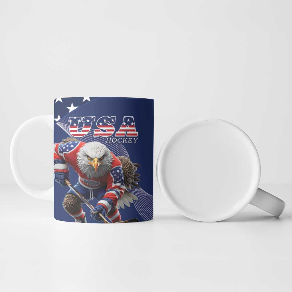 Custom USA Ice Hockey Ceramic Mug Eagle Mascot