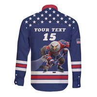 Custom USA Ice Hockey Long Sleeve Button Shirt Eagle Mascot