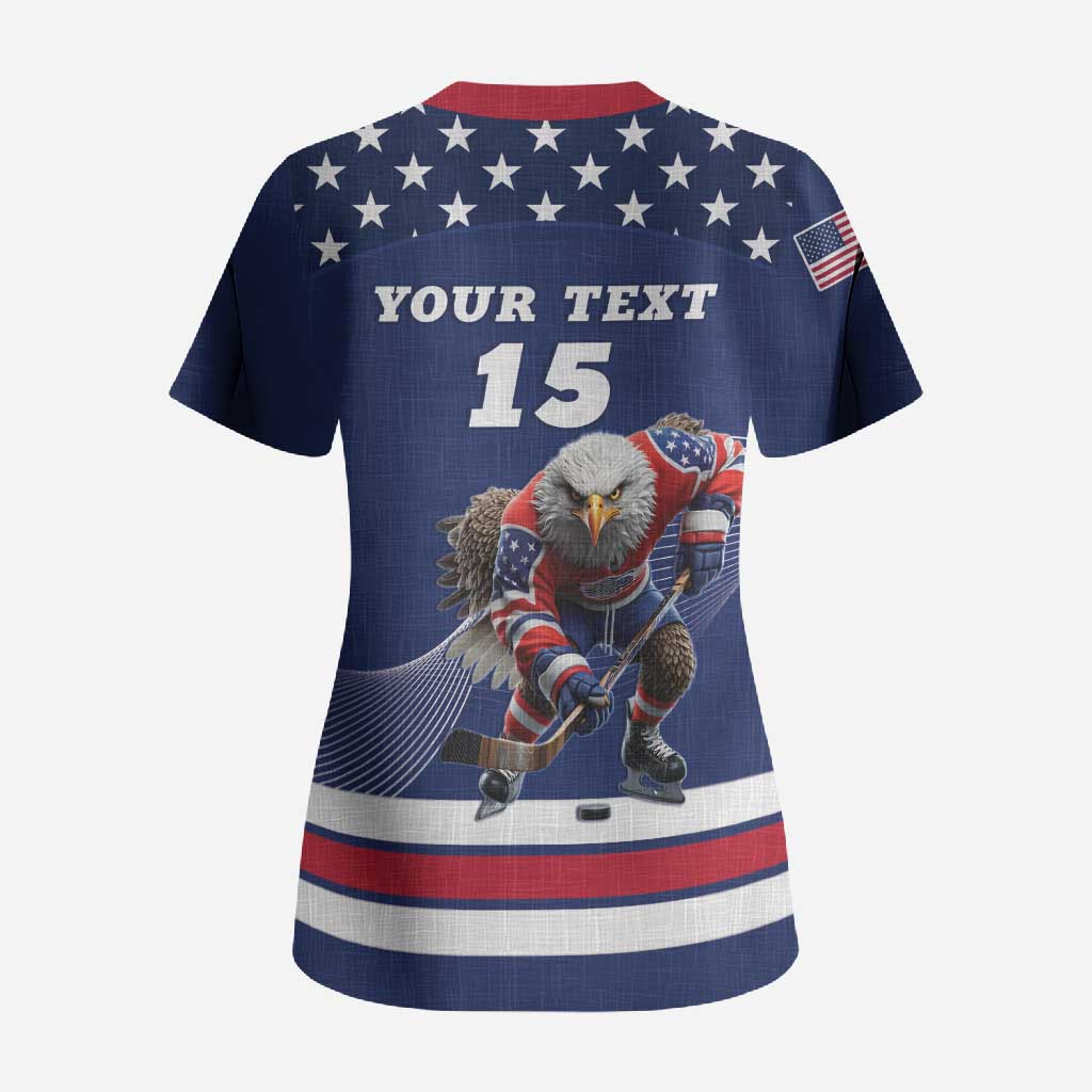 Custom USA Ice Hockey Scrub Top Eagle Mascot