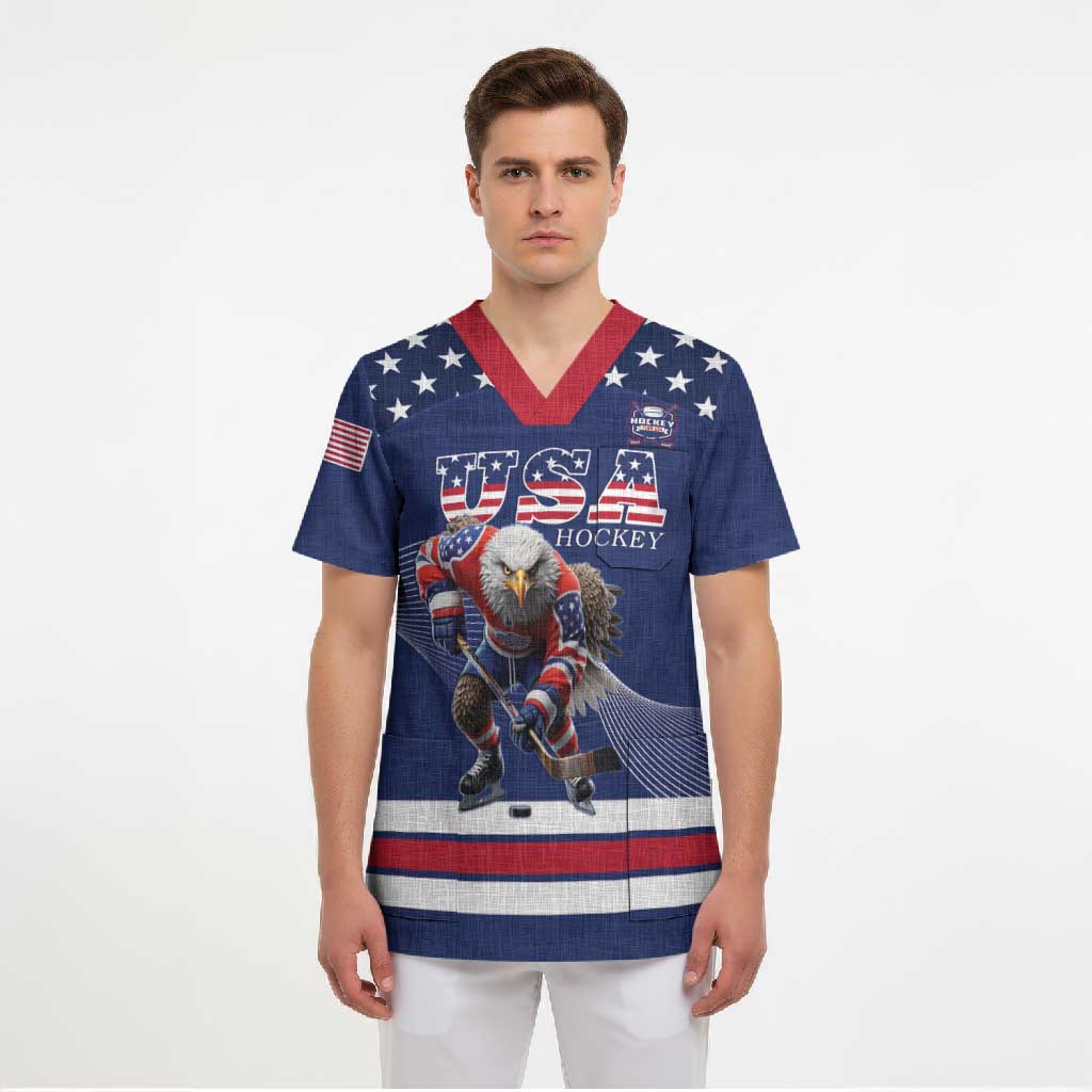 Custom USA Ice Hockey Scrub Top Eagle Mascot