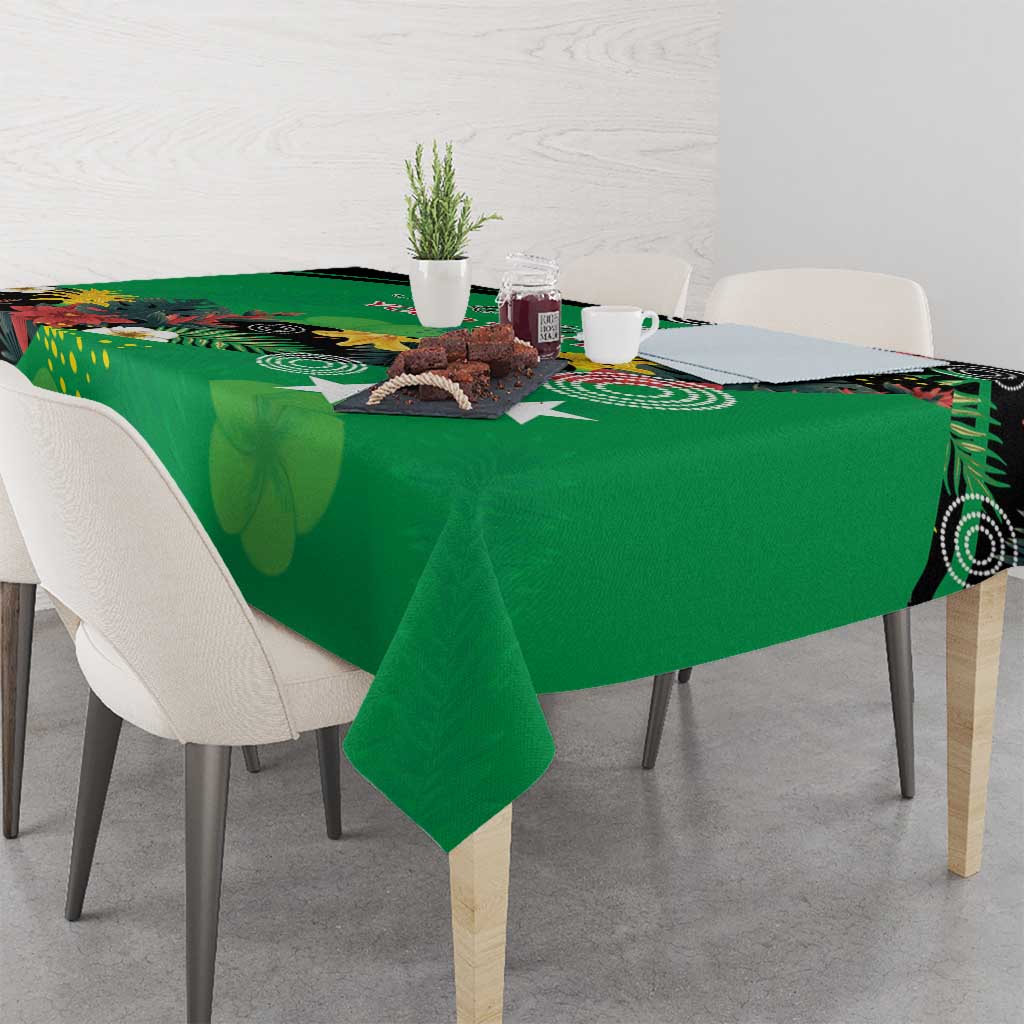 Custom St Kitts and Nevis Cricket Tablecloth Tropical Flowers Jersey