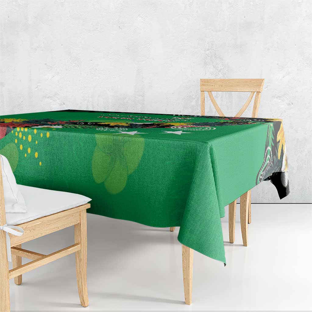 Custom St Kitts and Nevis Cricket Tablecloth Tropical Flowers Jersey
