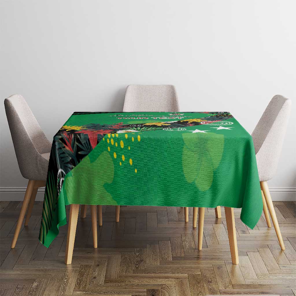 Custom St Kitts and Nevis Cricket Tablecloth Tropical Flowers Jersey