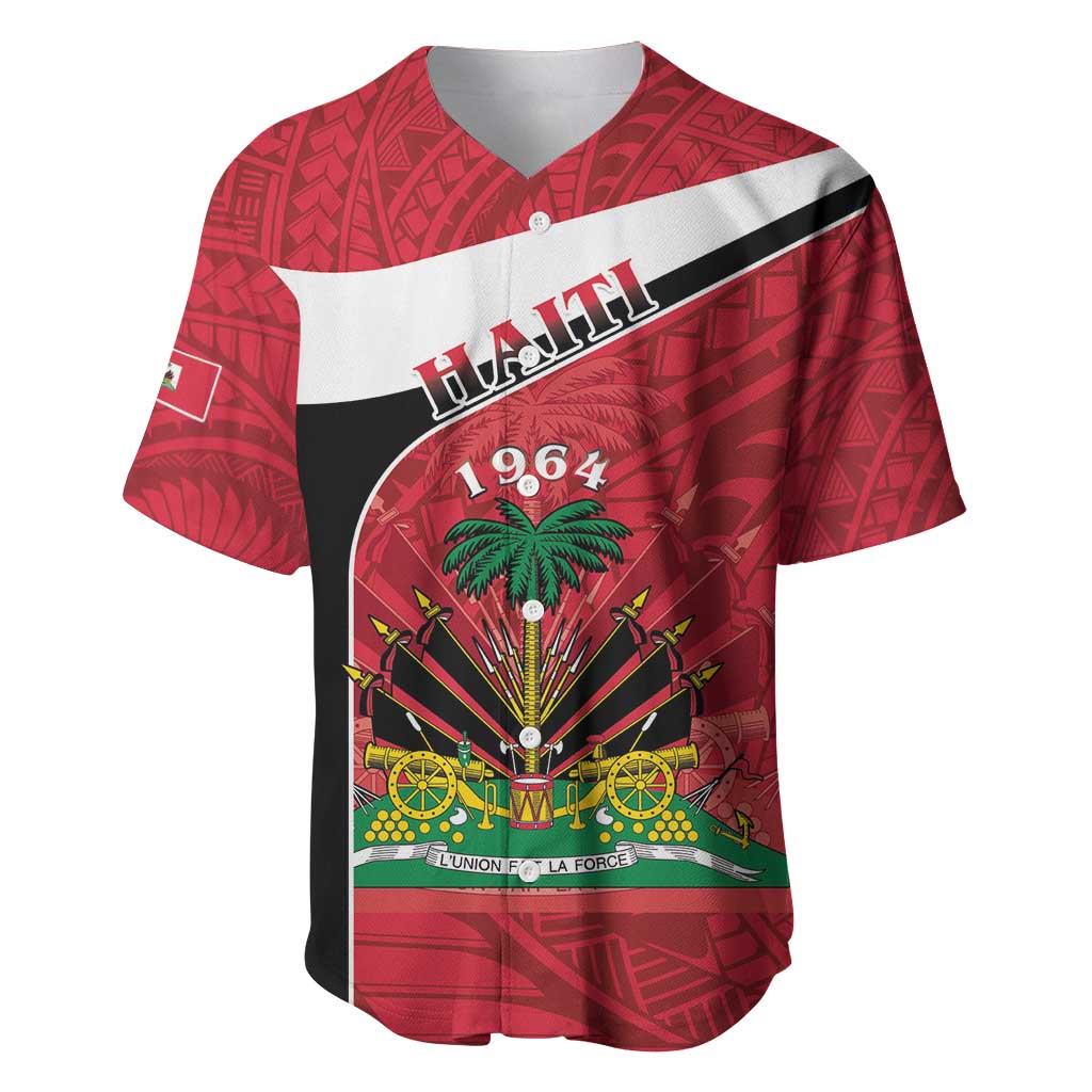 Personalized Haiti Baseball Jersey Flag 1964 Coat Of Arms - Polynesian Style - Wonder Print Shop