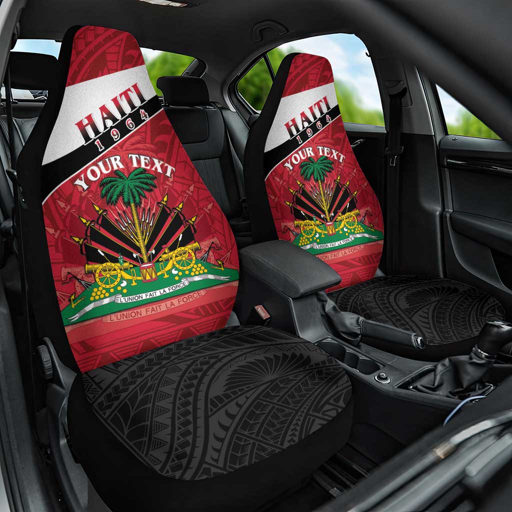 Personalized Haiti Car Seat Cover Flag 1964 Coat Of Arms - Polynesian Style