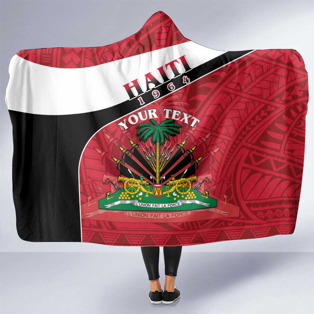 Personalized Haiti Hooded Blanket Flag 1964 Coat Of Arms - Polynesian Style