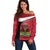 Personalized Haiti Off Shoulder Sweater Flag 1964 Coat Of Arms - Polynesian Style - Wonder Print Shop