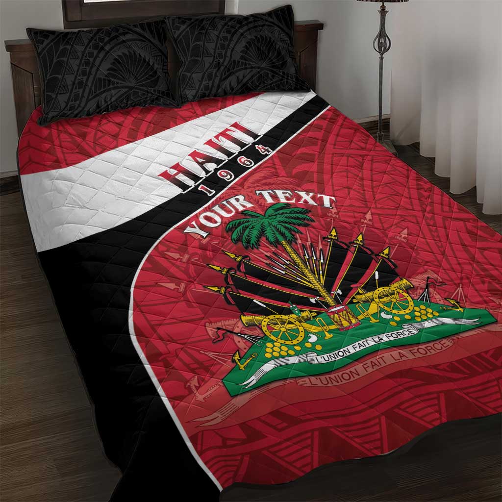 Personalized Haiti Quilt Bed Set Flag 1964 Coat Of Arms - Polynesian Style - Wonder Print Shop