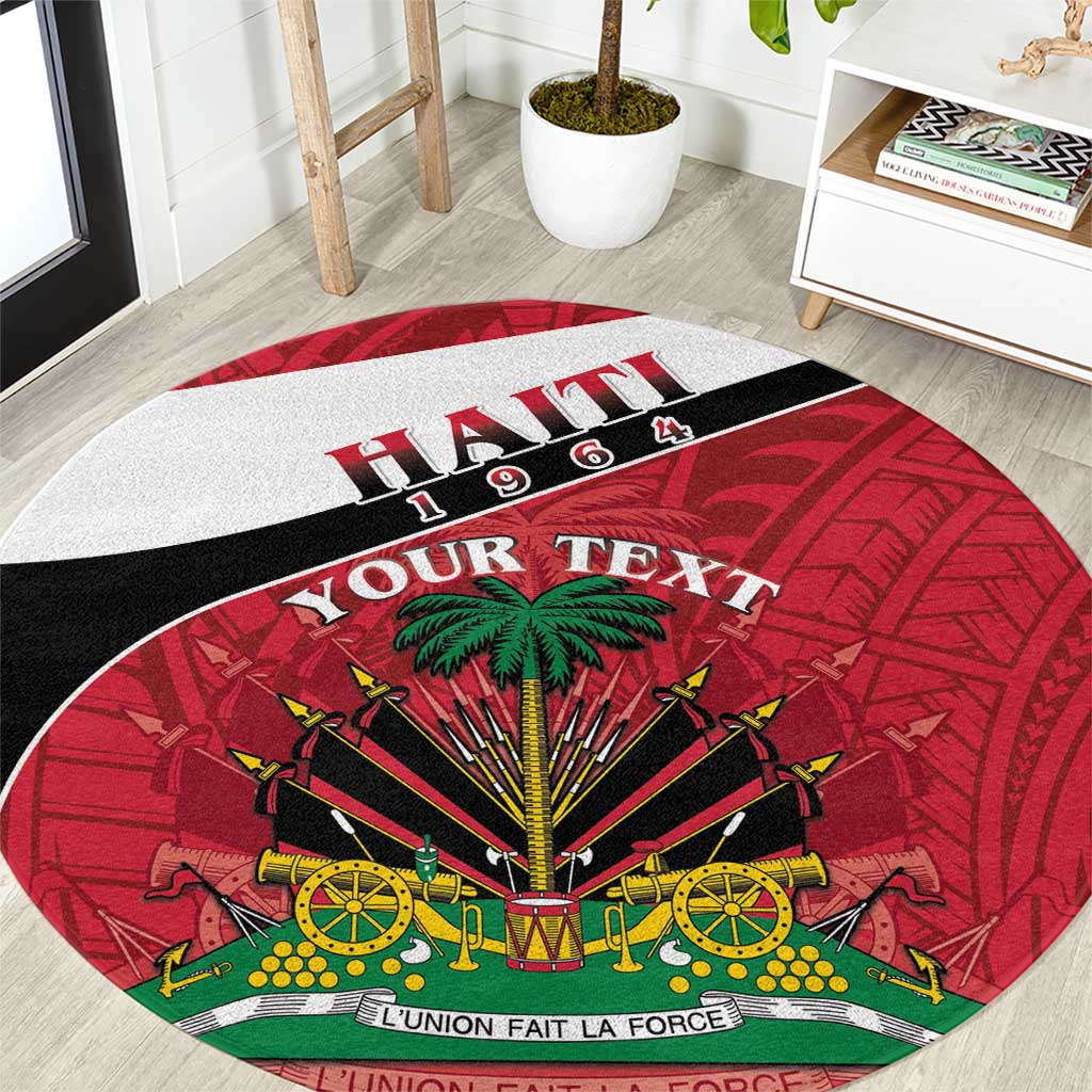 Personalized Haiti Round Carpet Flag 1964 Coat Of Arms - Polynesian Style