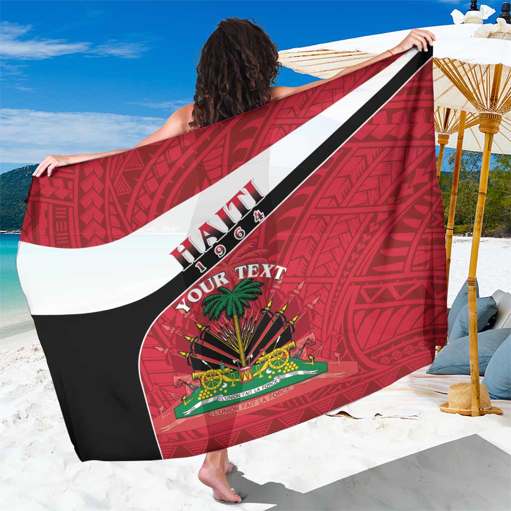 Personalized Haiti Sarong Flag 1964 Coat Of Arms - Polynesian Style - Wonder Print Shop