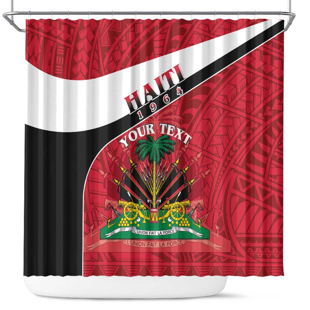 Personalized Haiti Shower Curtain Flag 1964 Coat Of Arms - Polynesian Style