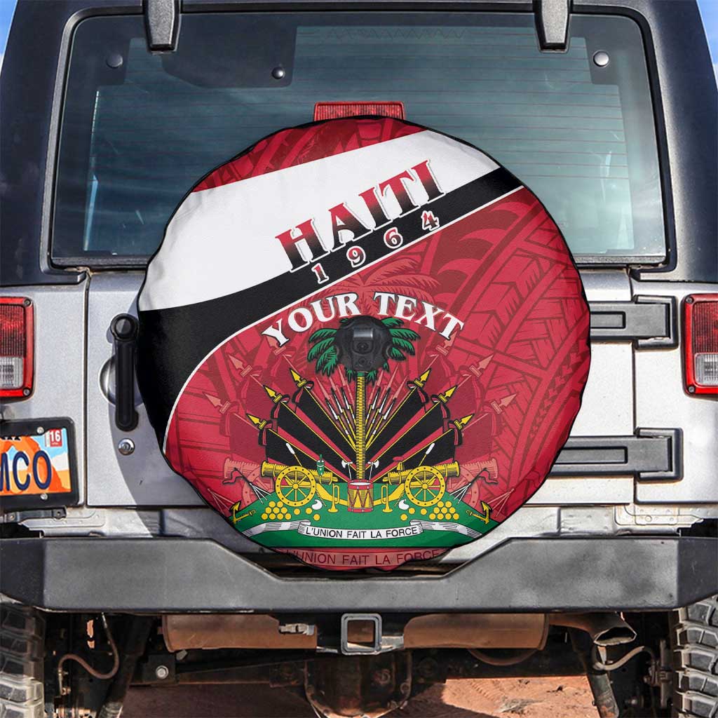 Personalized Haiti Spare Tire Cover Flag 1964 Coat Of Arms - Polynesian Style - Wonder Print Shop