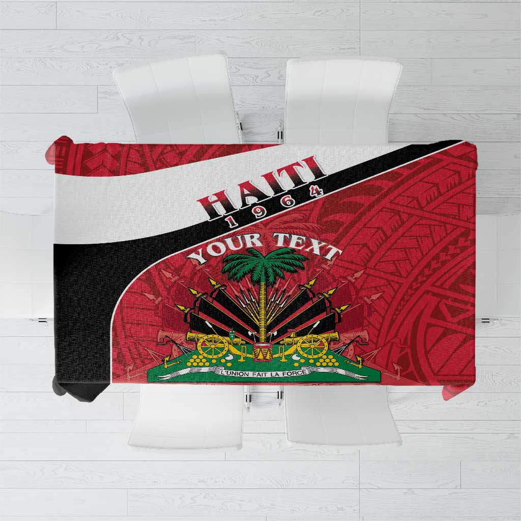 Personalized Haiti Tablecloth Flag 1964 Coat Of Arms - Polynesian Style - Wonder Print Shop