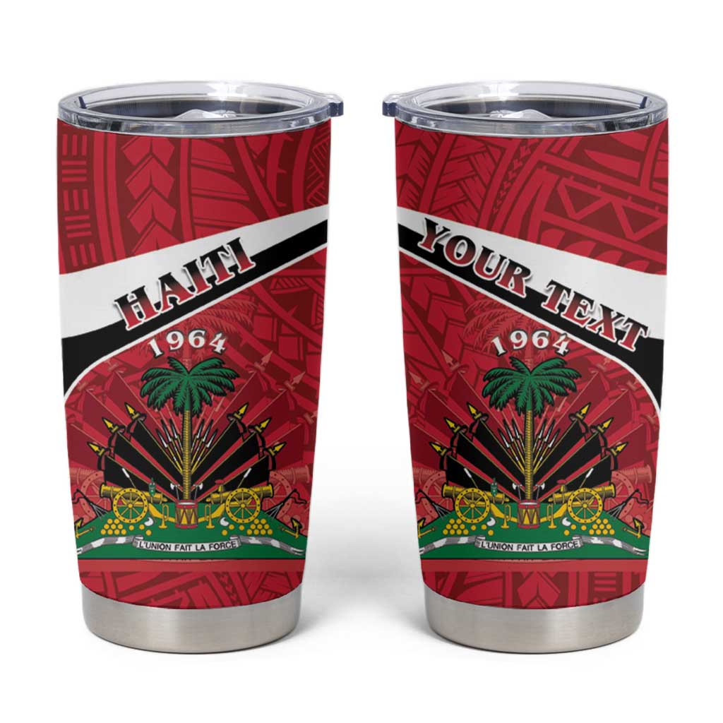 Personalized Haiti Tumbler Cup Flag 1964 Coat Of Arms - Polynesian Style - Wonder Print Shop