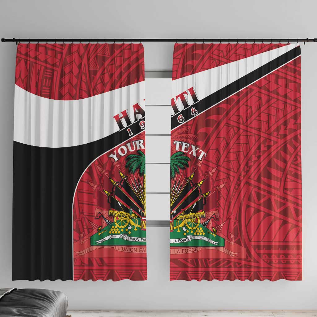 Personalized Haiti Window Curtain Flag 1964 Coat Of Arms - Polynesian Style - Wonder Print Shop