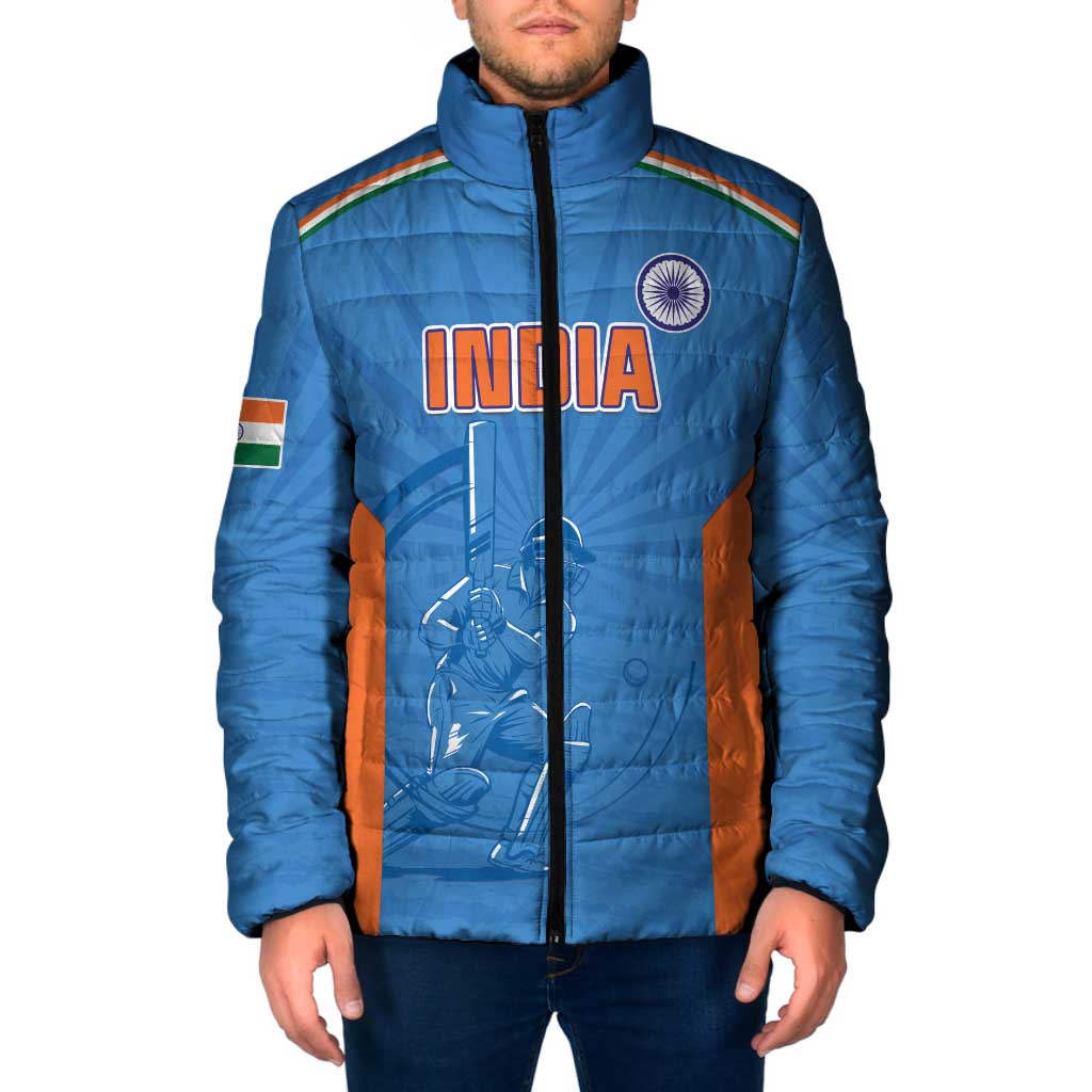 Custom India Cricket Padded Jacket Go Champions - Wonder Print Shop