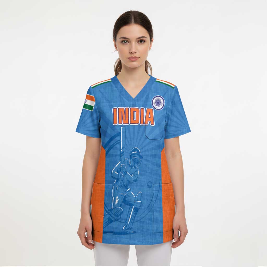 Custom India Cricket Scrub Top Go Champions - Wonder Print Shop