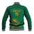 Custom South Africa Cricket Baseball Jacket Lion Mascot With Protea - Wonder Print Shop