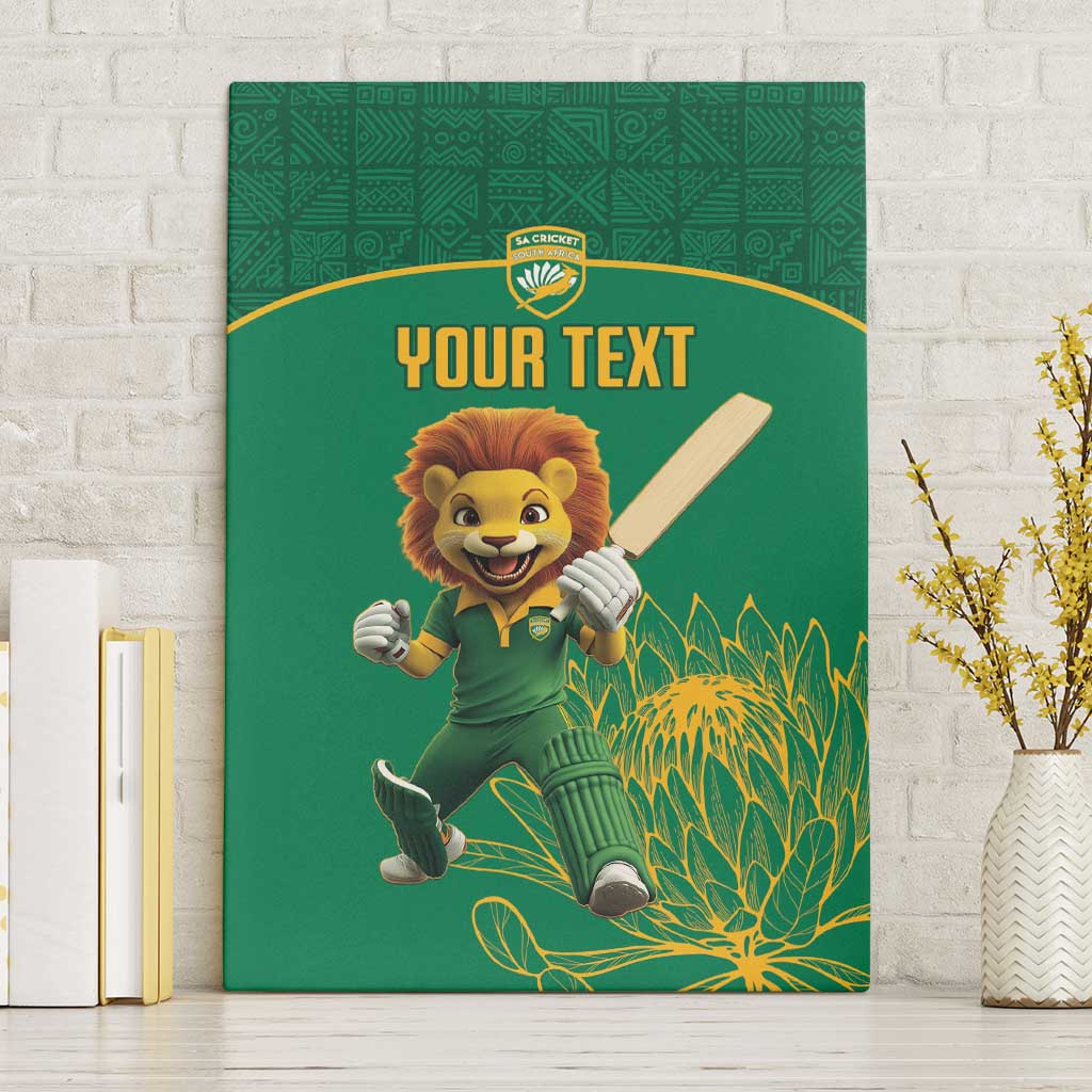 Custom South Africa Cricket Canvas Wall Art Lion Mascot With Protea - Wonder Print Shop