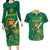 Custom South Africa Cricket Couples Matching Long Sleeve Bodycon Dress and Hawaiian Shirt Lion Mascot With Protea - Wonder Print Shop