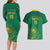 Custom South Africa Cricket Couples Matching Long Sleeve Bodycon Dress and Hawaiian Shirt Lion Mascot With Protea - Wonder Print Shop