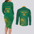 Custom South Africa Cricket Couples Matching Long Sleeve Bodycon Dress and Long Sleeve Button Shirt Lion Mascot With Protea - Wonder Print Shop