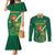 Custom South Africa Cricket Couples Matching Mermaid Dress and Long Sleeve Button Shirt Lion Mascot With Protea