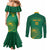 Custom South Africa Cricket Couples Matching Mermaid Dress and Long Sleeve Button Shirt Lion Mascot With Protea