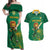 Custom South Africa Cricket Couples Matching Off Shoulder Maxi Dress and Hawaiian Shirt Lion Mascot With Protea - Wonder Print Shop