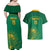 Custom South Africa Cricket Couples Matching Off Shoulder Maxi Dress and Hawaiian Shirt Lion Mascot With Protea - Wonder Print Shop