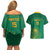 Custom South Africa Cricket Couples Matching Off Shoulder Short Dress and Hawaiian Shirt Lion Mascot With Protea - Wonder Print Shop