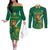 Custom South Africa Cricket Couples Matching Off The Shoulder Long Sleeve Dress and Long Sleeve Button Shirt Lion Mascot With Protea