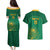 Custom South Africa Cricket Couples Matching Puletasi and Hawaiian Shirt Lion Mascot With Protea - Wonder Print Shop