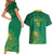 Custom South Africa Cricket Couples Matching Short Sleeve Bodycon Dress and Hawaiian Shirt Lion Mascot With Protea - Wonder Print Shop