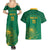 Custom South Africa Cricket Couples Matching Summer Maxi Dress and Hawaiian Shirt Lion Mascot With Protea - Wonder Print Shop