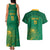 Custom South Africa Cricket Couples Matching Tank Maxi Dress and Hawaiian Shirt Lion Mascot With Protea - Wonder Print Shop