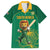 Custom South Africa Cricket Family Matching Long Sleeve Bodycon Dress and Hawaiian Shirt Lion Mascot With Protea - Wonder Print Shop